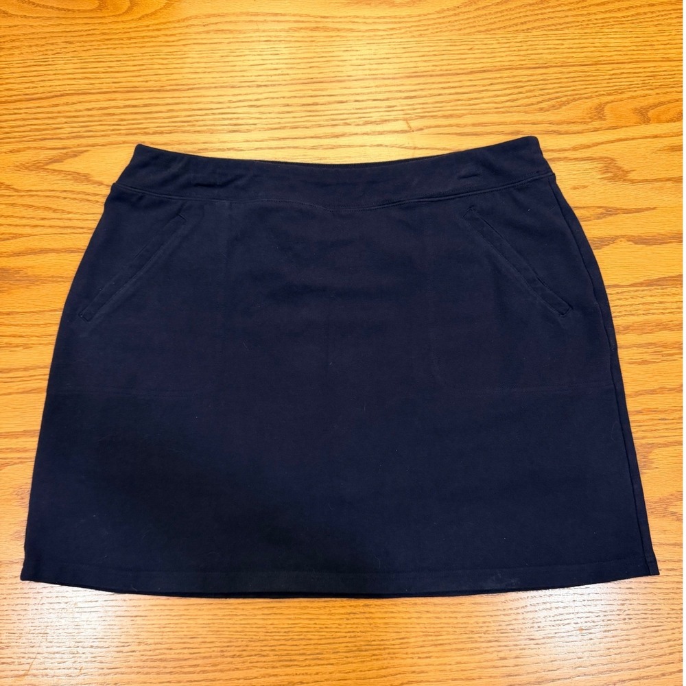Talbots Womens Skort Large Navy Blue Cotton Blend Pockets Activewear Preppy